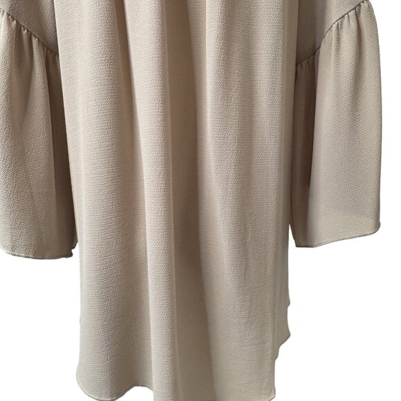 2/$30 Becca M Taupe Beige Textured 3/4 Sleeve Top Tie Detail Polyester - Picture 5 of 13